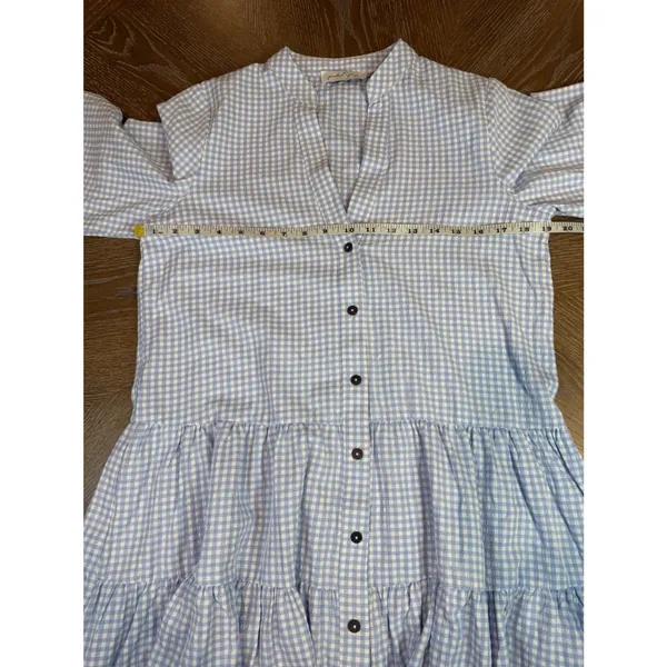 Petal & Pup Daria Dress Tiered Mini Gingham‎ Button White Blue Size Small - Image 7