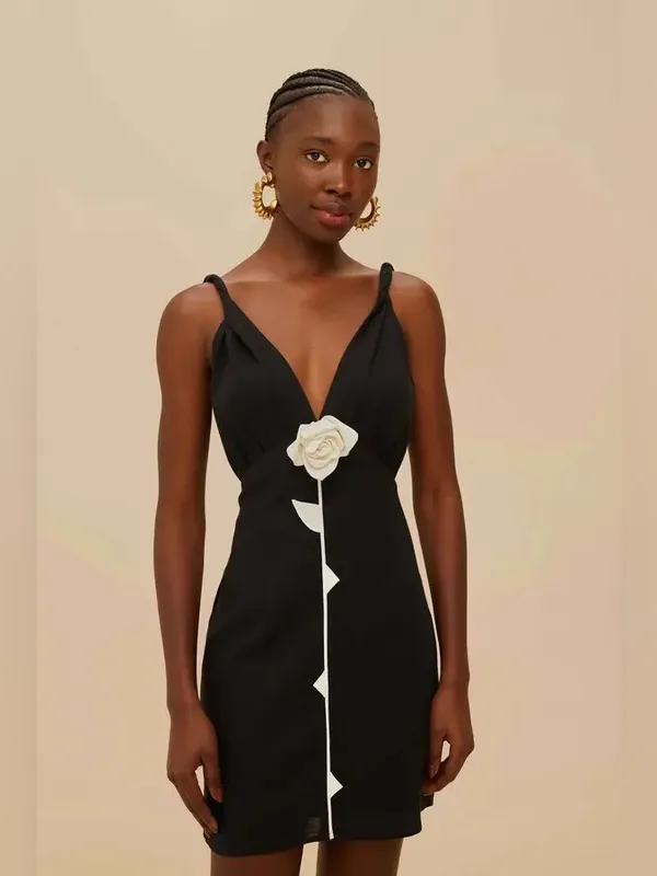 Farm Rio Linen Blend V-Neck Rosette Mini Dress, Size Small, $248 - Image 6
