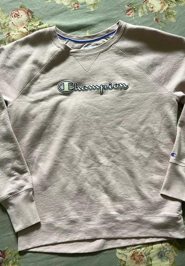 Champion Sweatshirt Light Pink Size Adult Large Vintage - Image 4