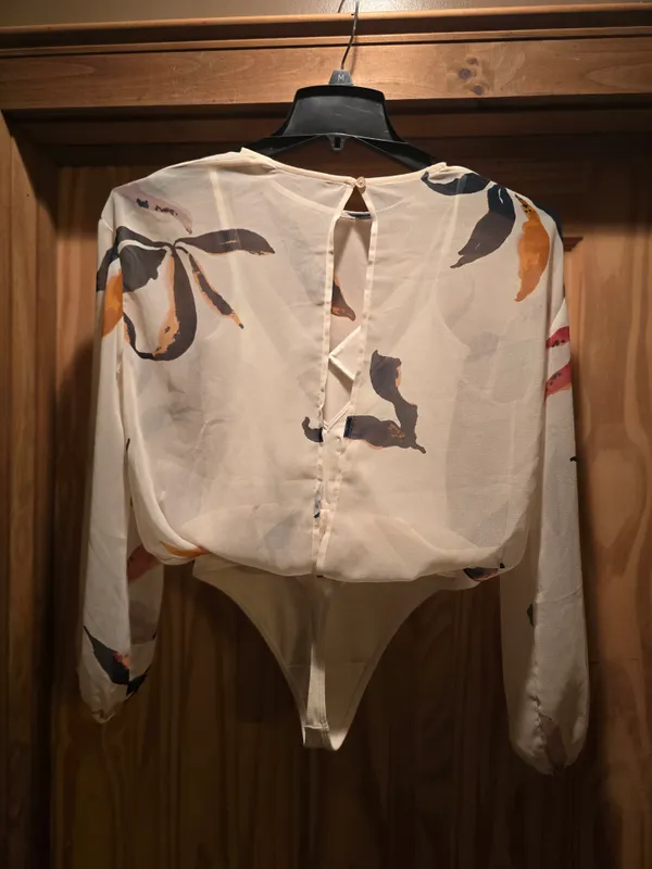 O Wilfred Ivory Floral-Print Long-Sleeve Bodysuit Small - Image 5