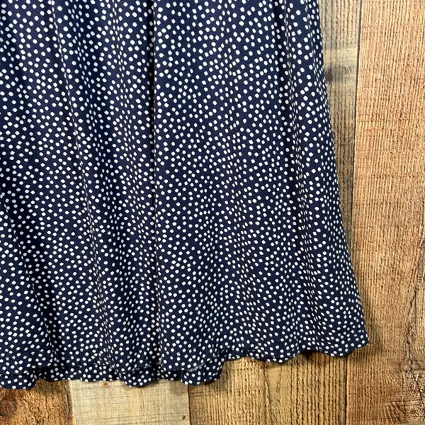 Old Navy Navy Blue Polka Dot Rayon Fit & Flare V-Neck Elastic Waist Dress Medium - Image 2