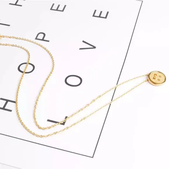 Stainless Steel Tiny Button Necklace - Image 3