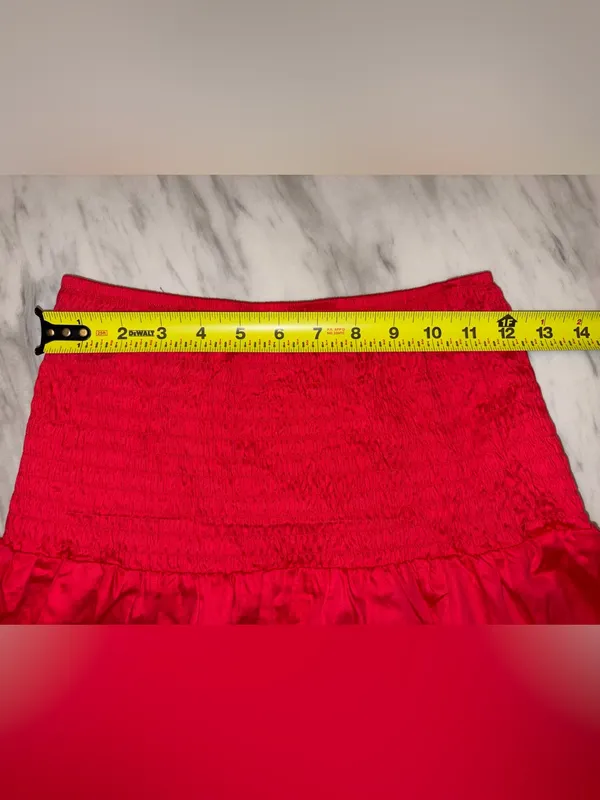 NWOT Wild Fable Red Smocked Maxi Skirt Side Slit Boho Summer XS - Image 8