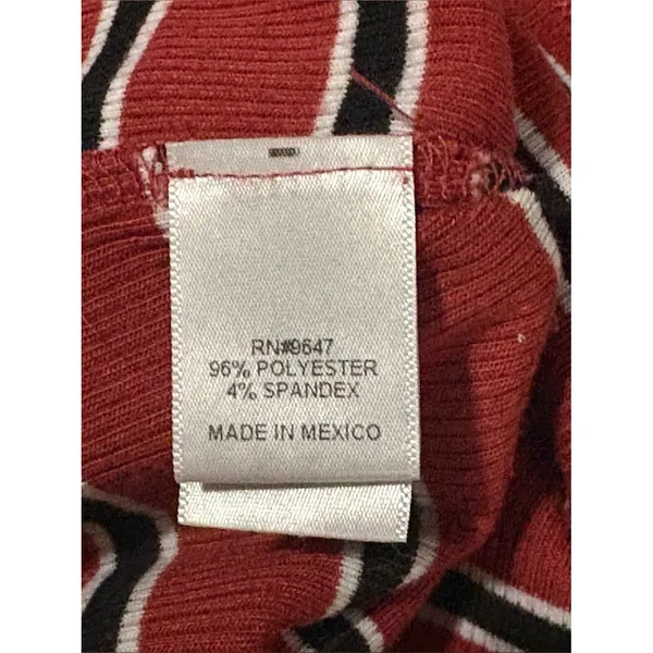 Eddie Bauer Rust/Black/Cream Striped Long Sleeve V-neck Shirt - Image 5
