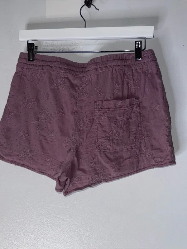 anthropologie hei hei Purple Embroidered‎ Pull On Drawstring Shorts Size Small - Image 2