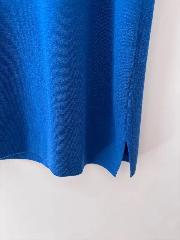 Eileen Fisher Superfine Merino Wool Womens M Blue Sleeveless Knit Tank Sweater - Image 4