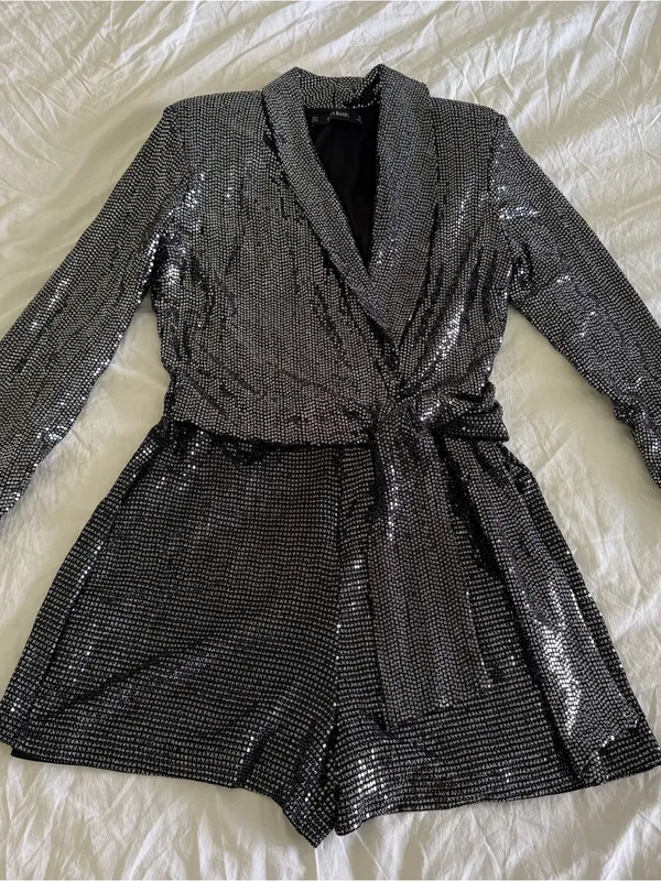 NWOT Zara Sequin Jumpsuit with Tie - Image 6