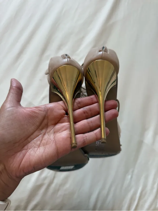 Giuseppe Zanotti | Floral Accent Nude/Gold High Heel Sandals | 38.5 - Image 6