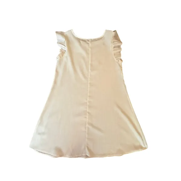 White Flutter Sleeve Shift Dress Mini Slip Ruffle Sleeve Wedding Bridal Size M - Image 5