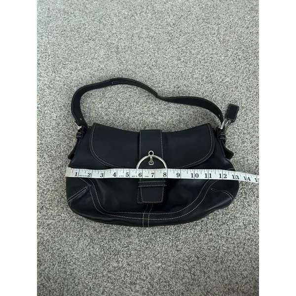 Y2K VTG Coach Soho Black Leather Buckle Flap Shoulder Bag‎ 9248 Contrast Stitch - Image 6