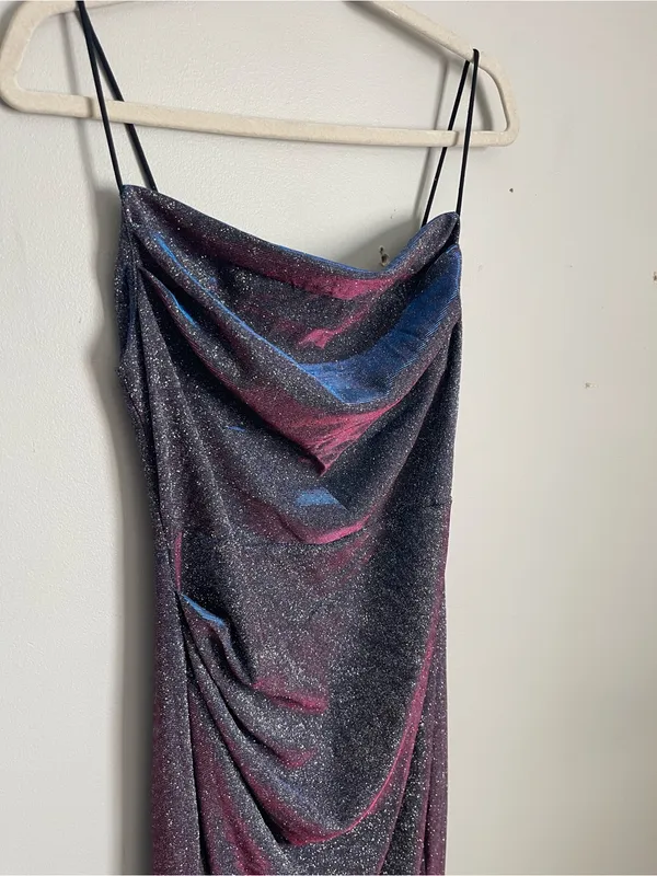 SHEIN Multicolored Iridescent Metallic Slip Midi Dress Sz L - Image 4