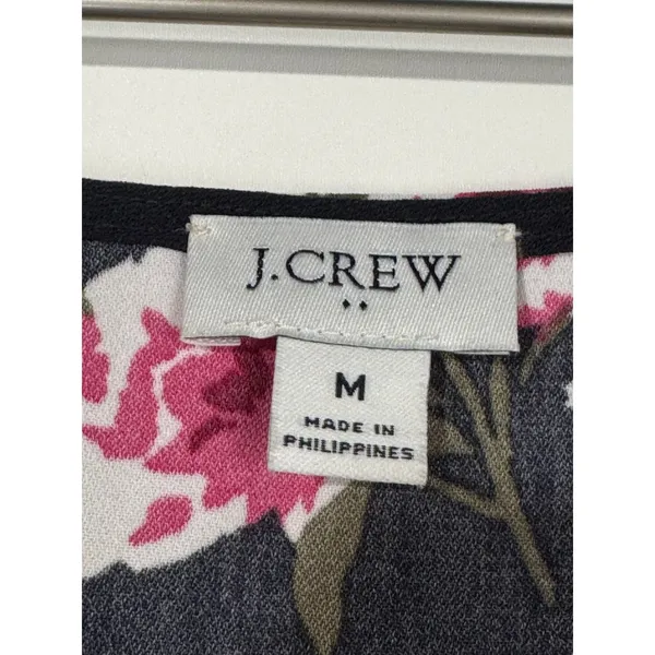 J.Crew Floral Wrap Dress Blue Pink V Neck Short Sleeve Medium - Image 8