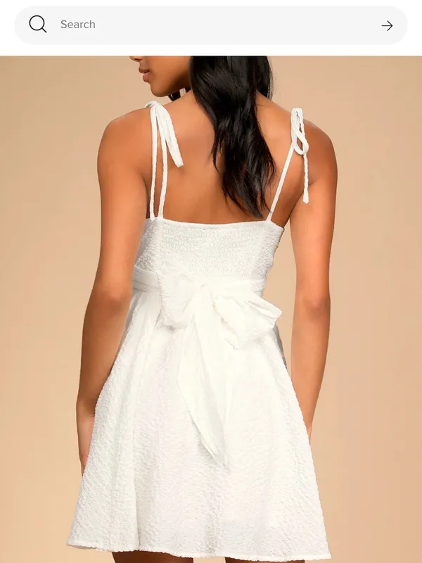 Lulus Cute and Sweet White Tie-Back Mini Skater Dress Size Medium - Image 2