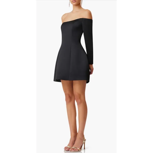 Elliatt Vida Off-Shoulder Long Sleeve Mini Dress – Black (M) New!‎ - Image 3