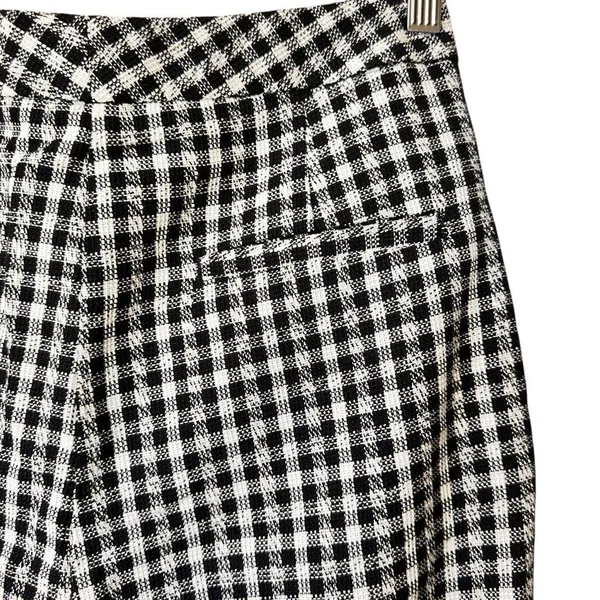 NWT ZARA Gingham straight leg Black and White Checkered Pants M - Image 7