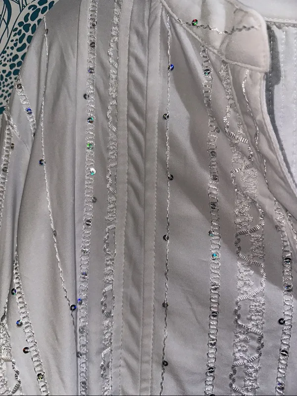 Ava & Grace White Sequined Henley Peasant Tunic - Image 2