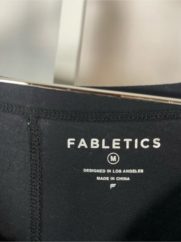 Fabletics Black Medium Short Sleeve Scoop Neck Tee Off Shoulder Yoga Workout - Image 5
