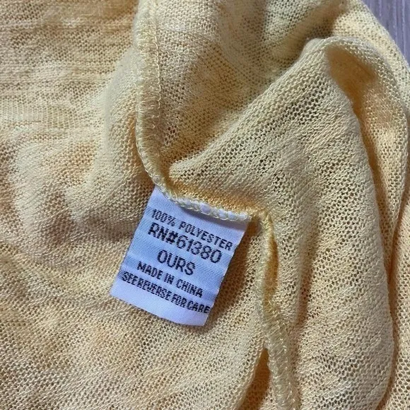OURS Y2K Ruffle Trim V-Neck Tank Top Women S Yellow Sleeveless Fairycore Knit - Image 5