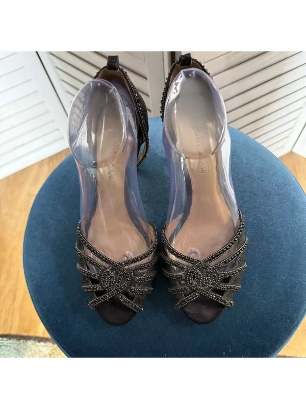 Antonio Melanie Black Heels Rhinestones Beaded Size 8 - Image 9