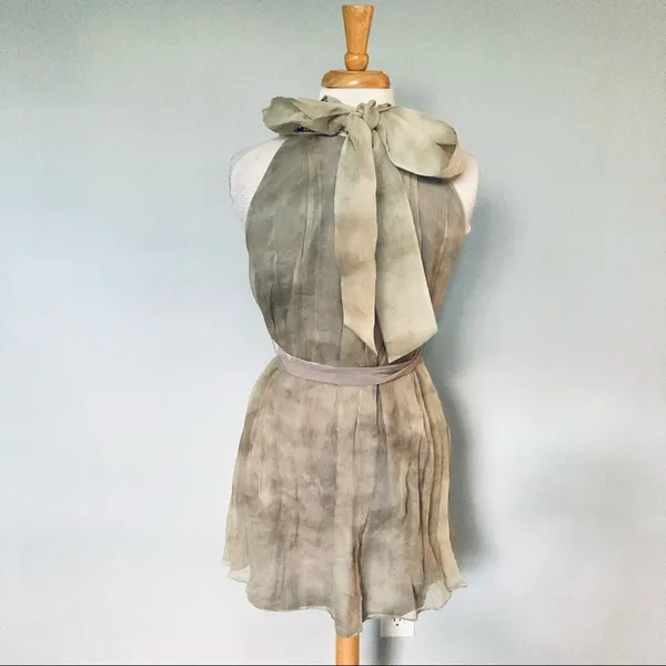 Alice + Olivia Gray Tan Silk Tie Dye Party Cocktail Dress Size S - Image 5