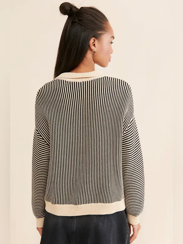 Found Striped Knit Collar Sweater| Free people Sz: S - Image 2