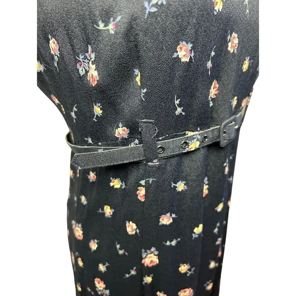 VTG 90s Decked Out Floral Belted Maxi Grunge Whimsigoth Medium Y2K Retro Boho - Image 9
