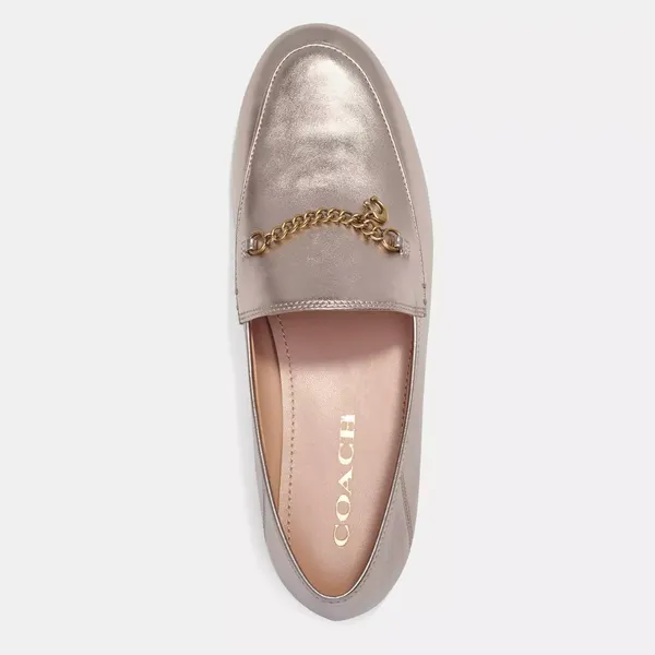 Coach Hanna Loafer Champagne and Gold Metallic Leather Shoes Size 8.5 - Image 10