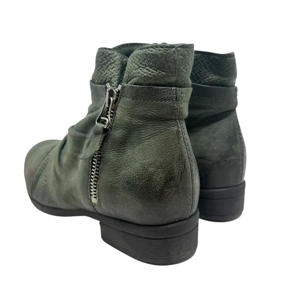 Miz Mooz Sunny Green Leather‎ Ankle Booties Boots Ruched Zip EU 36 US 6 Womens - Image 11