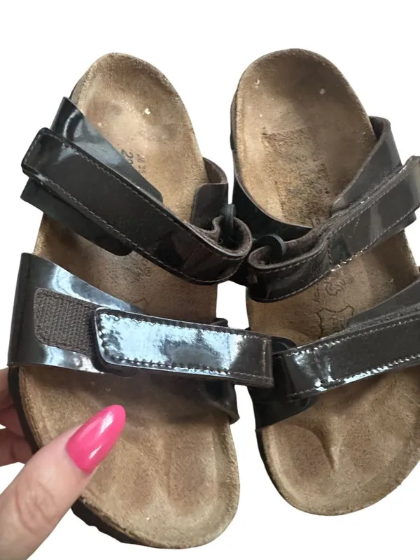 BIRKIS Brown Patent Leather Adjustable Sandals Size Women’s 5 - Image 2
