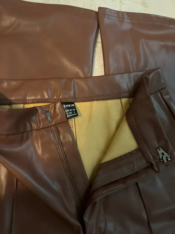 SheIn Brown Leather Pants - Image 3