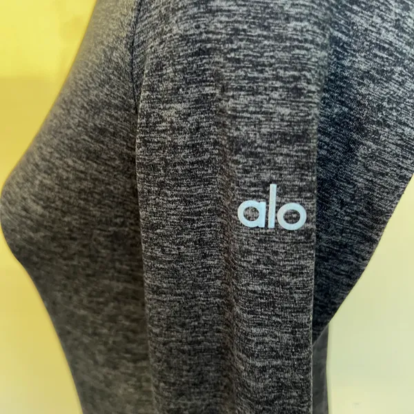Alo Grey Long Sleeve Shirt with Thumbholes - Image 2