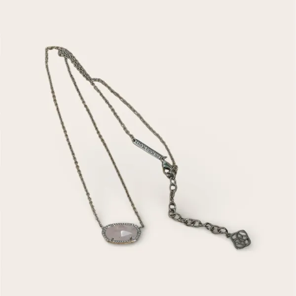 Kendra Scott Elisa Rose Quartz Necklace Silver - Image 3