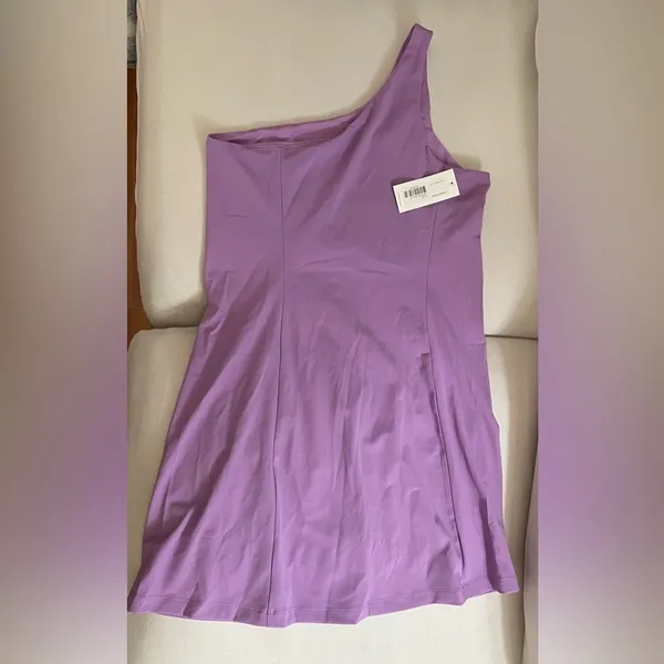 NWT Outdoor Voices SOLD OUT One Shoulder Dress Built in Shorts Lavender Size L - Image 7