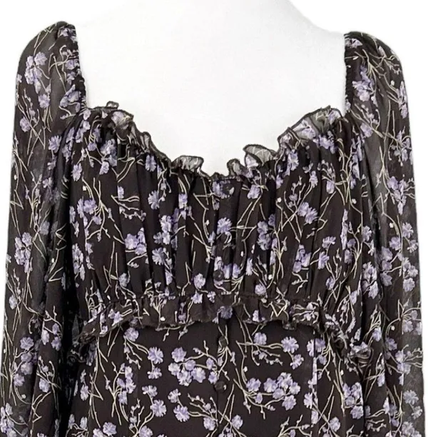 143 Story By Line Up Sz M Floral Maxi Brown Lavendor Front Slit Dress - Image 6