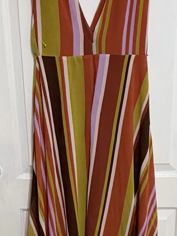 Forever 21 large Striped V-Neck Maxi Dress in Orange, Yellow and Brown - Image 6