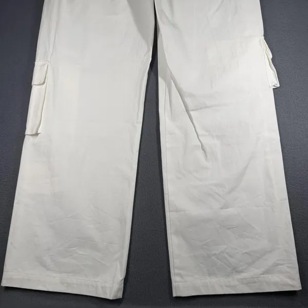 Grey Lab Cargo Pants Womens L White Wide Leg Cotton Twill Utility Pockets Casual - Image 11