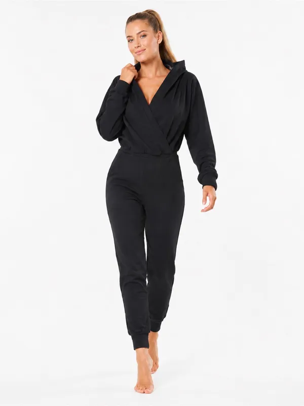 NAMA Enlighten Onesie Black Hooded Wrap Jogger Jumpsuit Athleisure M - Image 2