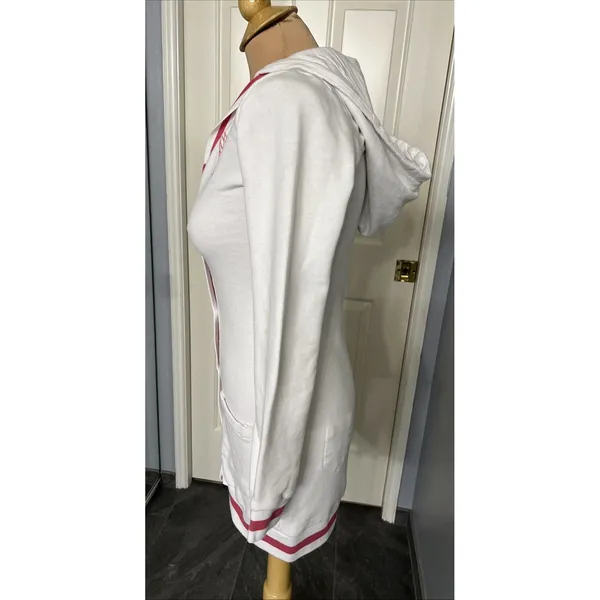 Triple Five Soul Button Up Cardigan Hoodie White Pink Varsity Y2K Retro - Image 6