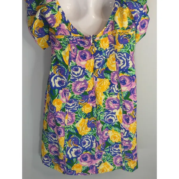 Zara Green‎ Purple Yellow Floral Mini Corset Dress Womens Large Coquette Girl - Image 11