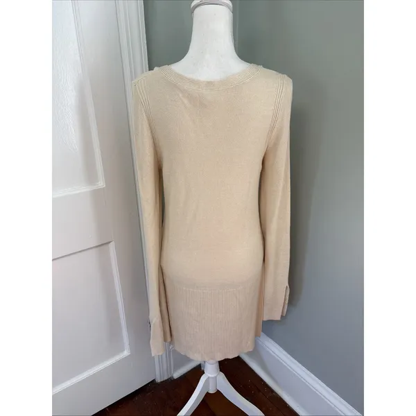 Free‎ People Medium Ivory Criss Cross Long Sleeve Pullover Sweater Tunic - Image 4