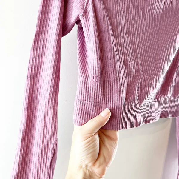 Lululemon Ebb to Street Long Sleeve Cropped Shirt Velvet Dust Purple Pink 10 - Image 5