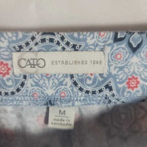 Cato Women's Size M Palazzo Lounge Pants Blue Geometric Paisley Wide Leg Boho - Image 3