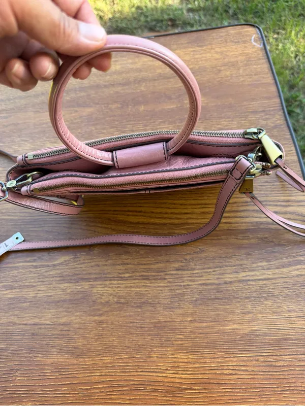 HOBO Sable Pink Genuine Leather Convertible Crossbody Top Handle Satchel Bag - Image 10