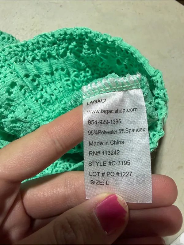 Lagaci NWT Women's Green Crochet Beach Shorts LARGE - Image 9