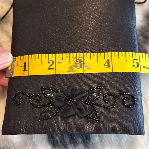 Vintage Jessica McClintock Black Floral Bead Embroidered Evening clutch purse - Image 6