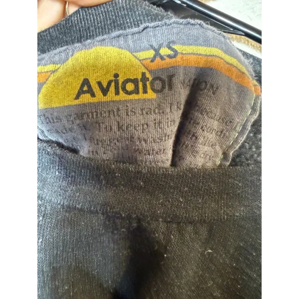 Aviator Nation 5 Stripe Crew Sweatshirt Black Rainbow Sleeve Stripes XS‎ - Image 6