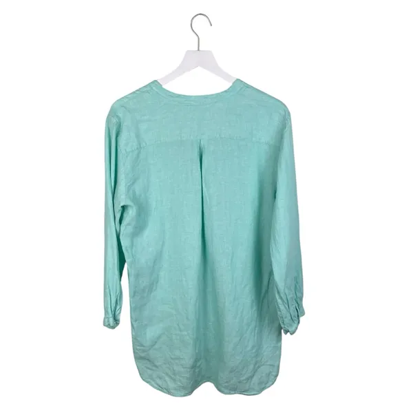 L.L. Bean Premium Washable Linen Long Tunic Top Size Large 100% Linen Fair Aqua - Image 2