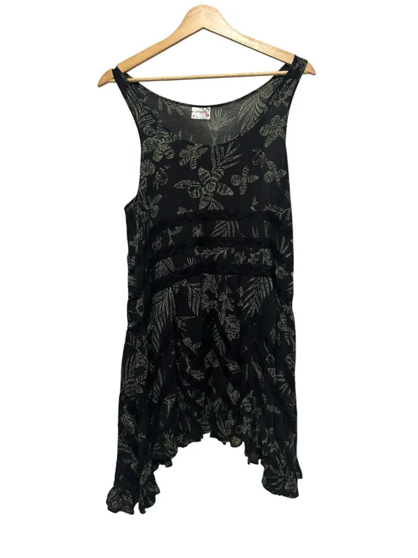 Free People Black Floral Tank Swing Mini Dress - Image 3