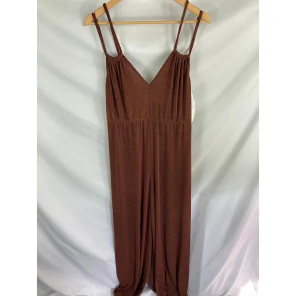NWT Topshop Cutout Strappy Wide Leg Jumpsuit Brown Size Large - Image 3