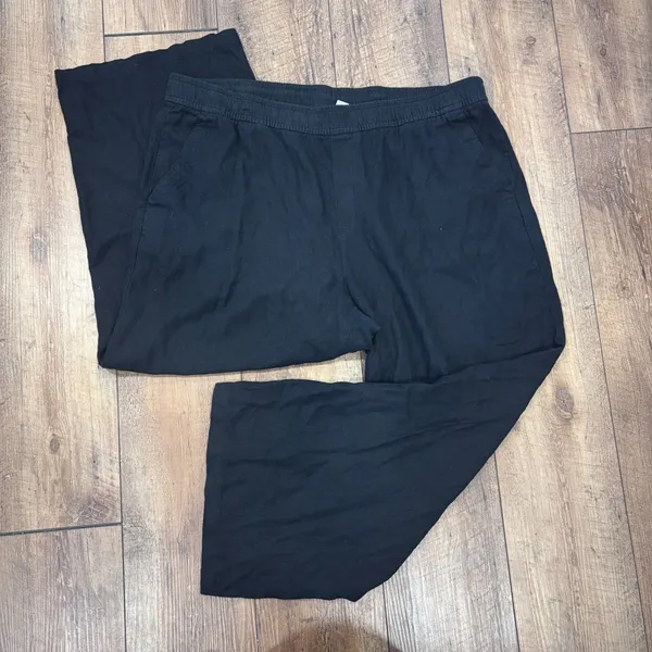 Old Navy High-Waisted Linen-Blend Wide-Leg Pants Black Summer Capsule Sz XL - Image 2